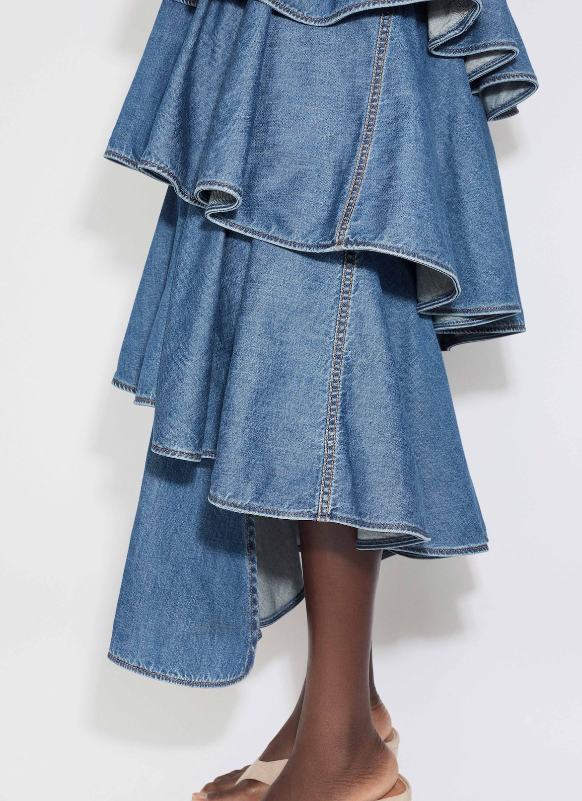 DENIM SPIRAL SKIRT ALAÏA MINERAL DENIM SPIRAL SKIRT